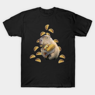 Capybara Capybaras Eating Taco Tacos, Funny Cute T-Shirt